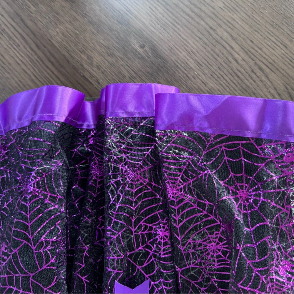 NEVER WORN Kids Purple and Black Spiderweb Halloween Skirt